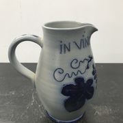 Ancien pichet betschdorf grès bleu émaillé décor vignes vintage