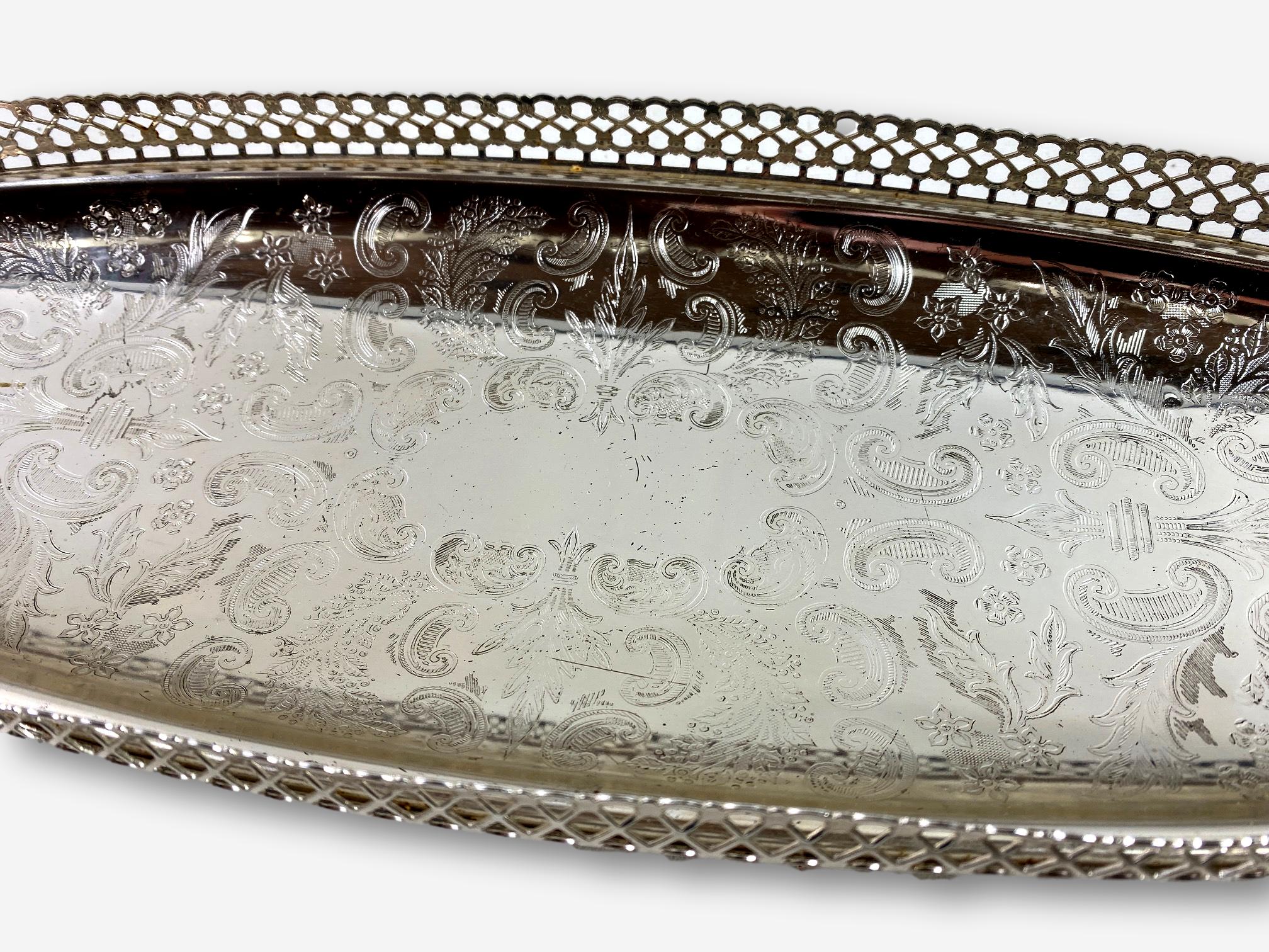 Chrome metal oval tray