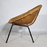1960s Wicker Chair Woven Armchair Mid-Century