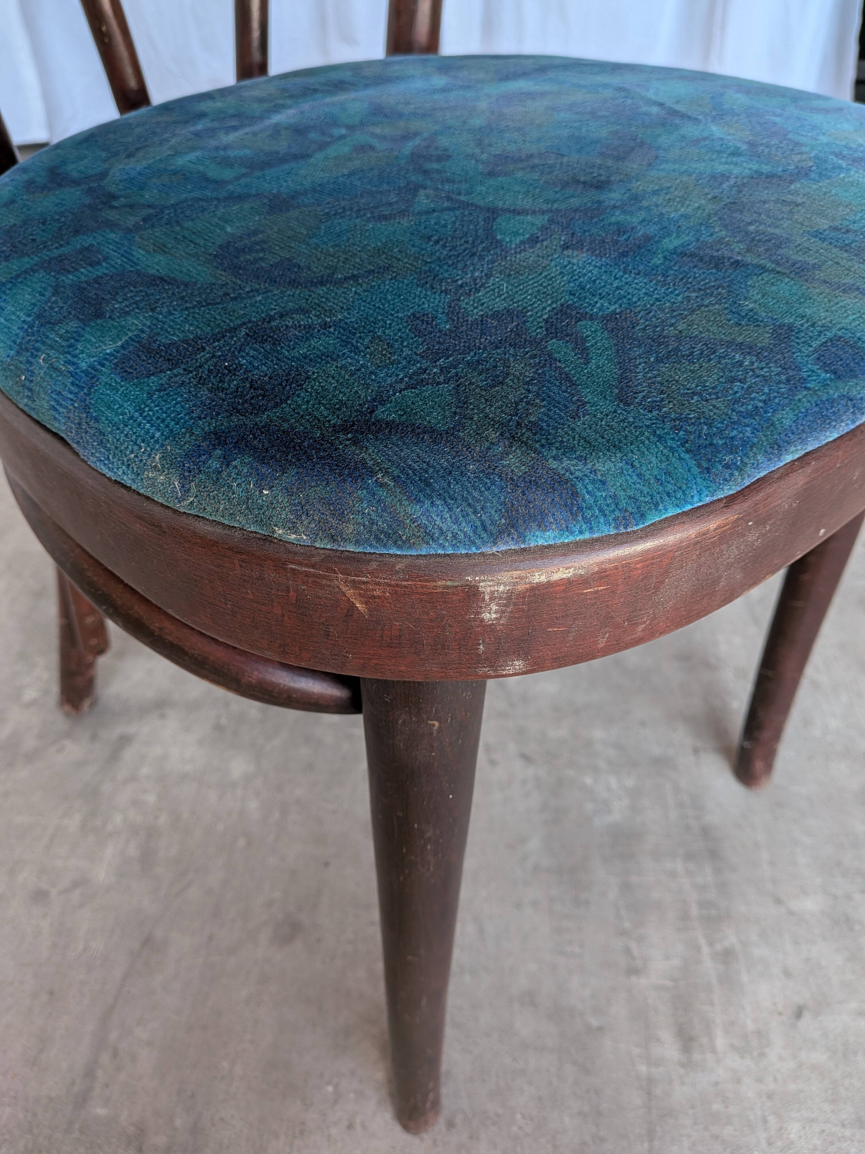 Vintage Bentwood Chair with Upholstered Seat / Thonet Style Dining Chair /