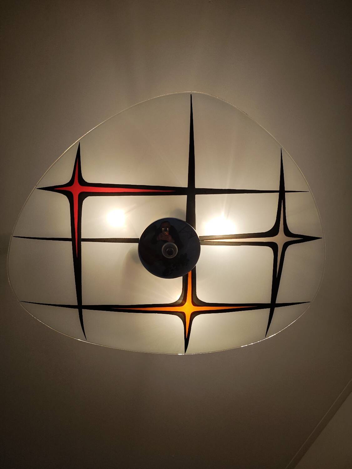 Modernist Czechoslovakian Zukov pendant light, geometric pattern, 1960