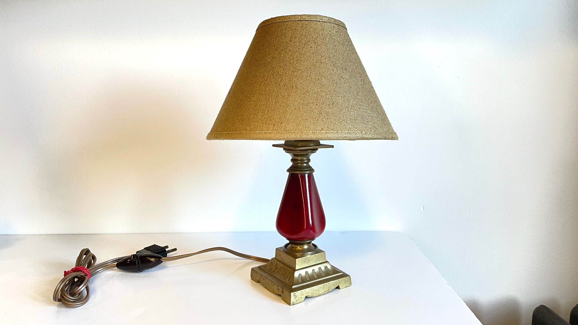 Vintage ceramic and brass lamp