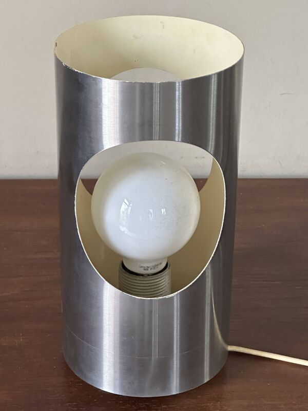 Lampe inox tube vintage design années 70