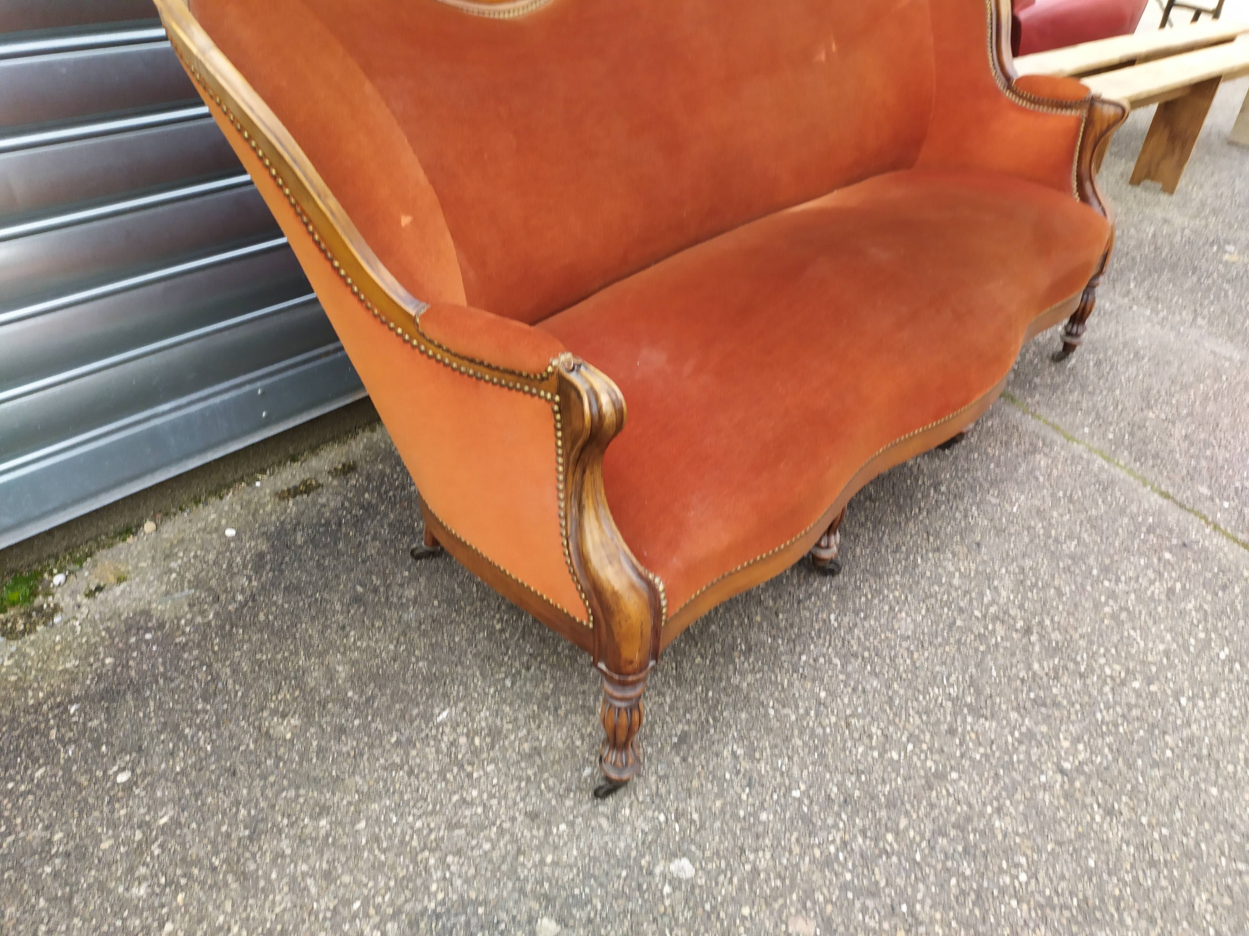 Louis Philippe style velvet bench
