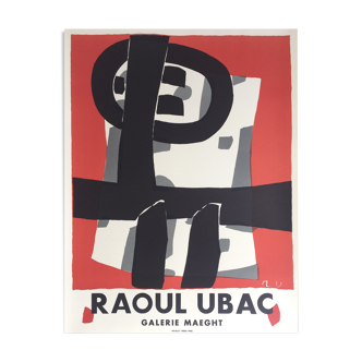 Affiche d'exposition originale en lithographie raoul ubac, galerie maeght, 1950