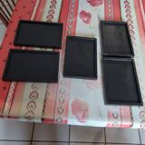 Set of 5 used rectangular wooden serving trays