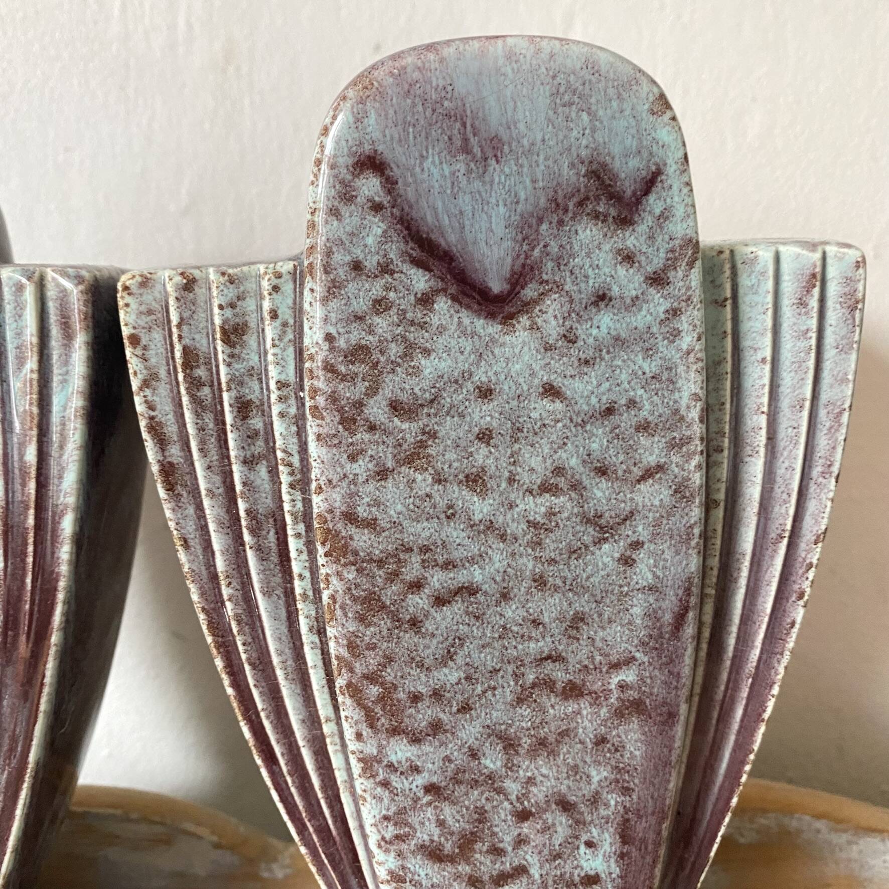 Pair of Art Deco vases in glazed ceramic