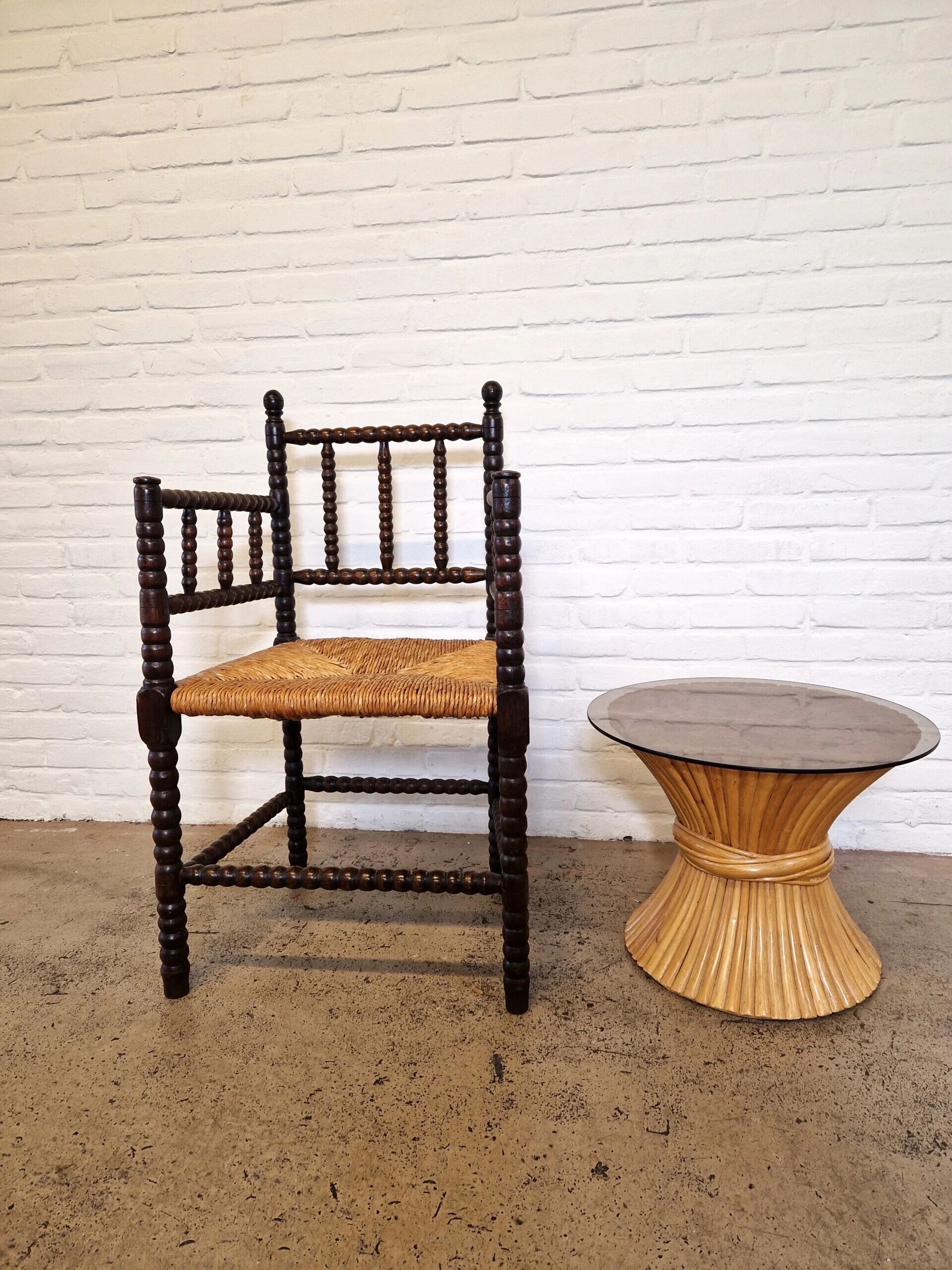 Antique Dutch bobbin chair, 1920s