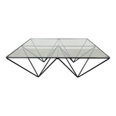 Pyramidal steel wire and glass coffee table