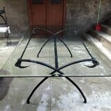 Table à manger fer forgé et verre