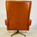 Chaise vintage danoise rétro du milieu du siècle Svend Skipper en cuir cognac des années 60