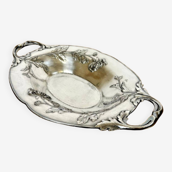 Old Art Nouveau style tray in silver metal