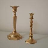 Set of 2 small brass candle holders