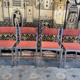 Suite of 4 velvet and chrome chairs 1970