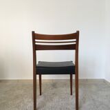 6 scandinavian chairs wood and black skai