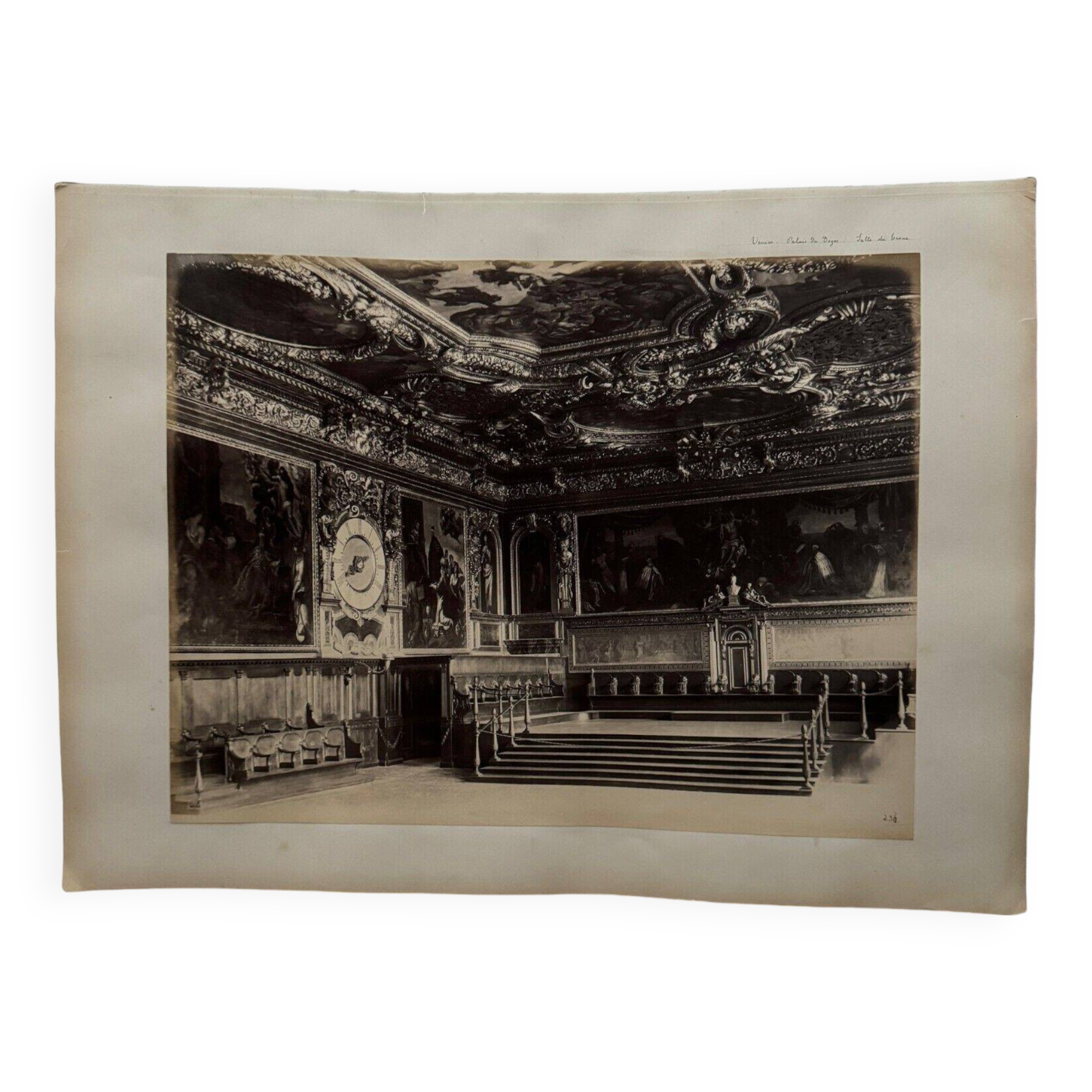 Albumen photo Venice Doge's Palace throne room 19th century