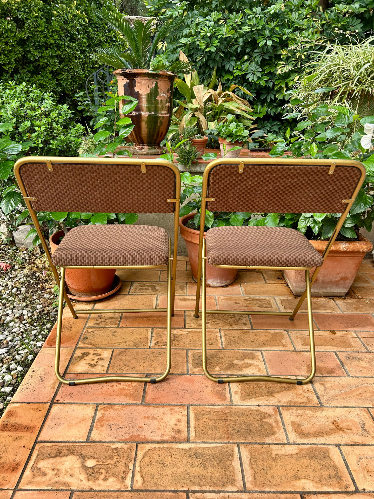 Chaises pliantes Lafuma vintage marrons