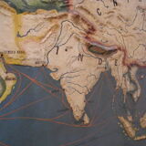 Vintage relief map of the world (planisphere)