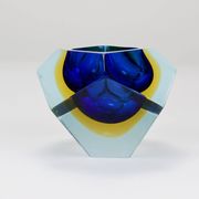 Faceted diamond caviar bowl Mandruzzato Sommerso, Murano glass, Italy, 1960s