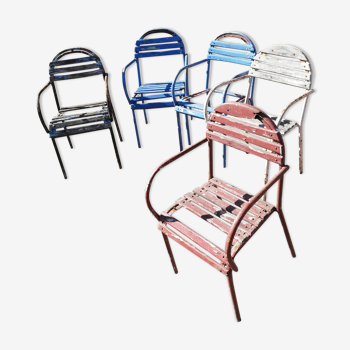 Set de 5 fauteuils de jardin à restaurer