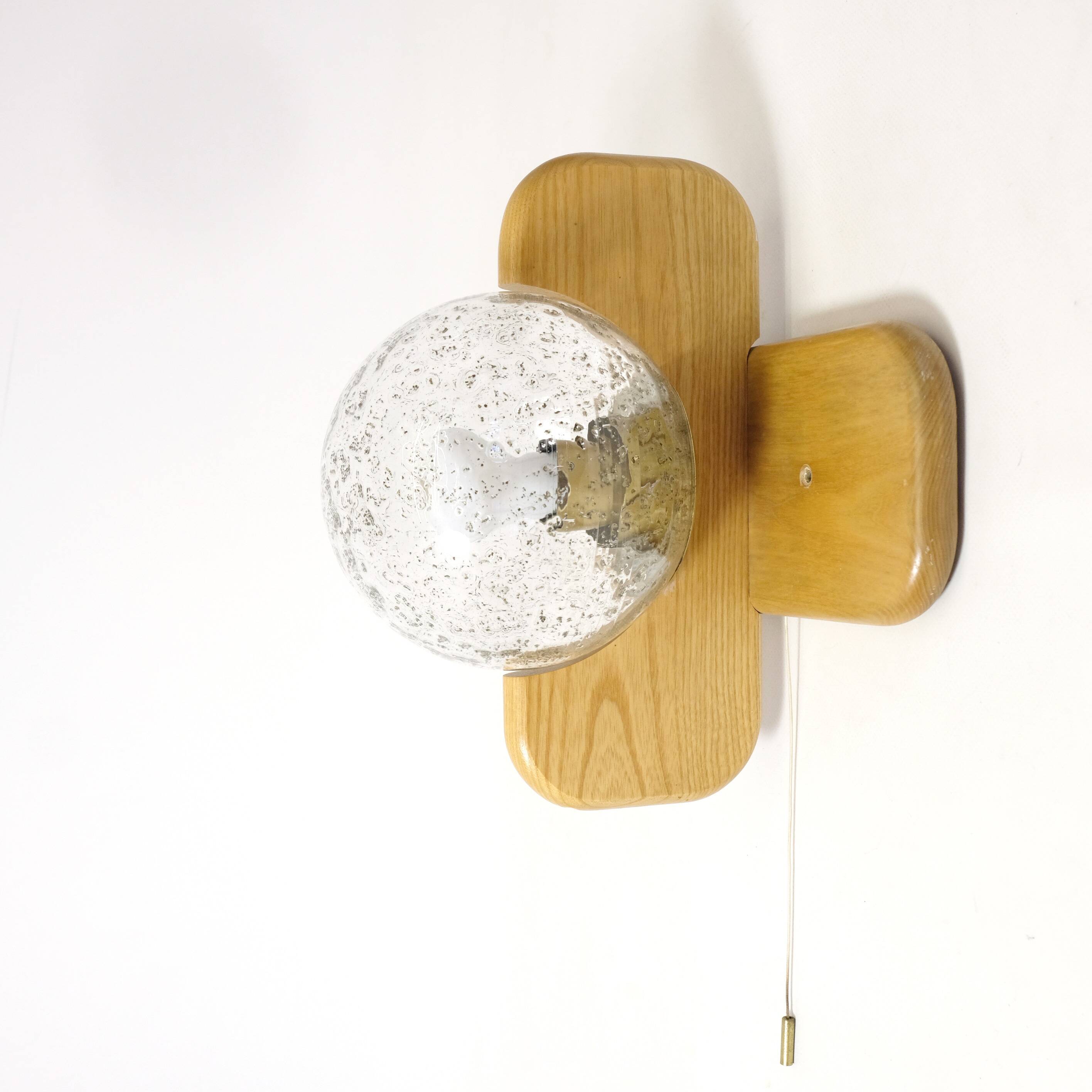 Kaiser Leuchten, wood and glass wall lamp from the 70s.