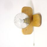 Kaiser Leuchten, wood and glass wall lamp from the 70s.