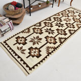 Geometric kilim runner rug,107x325cm
