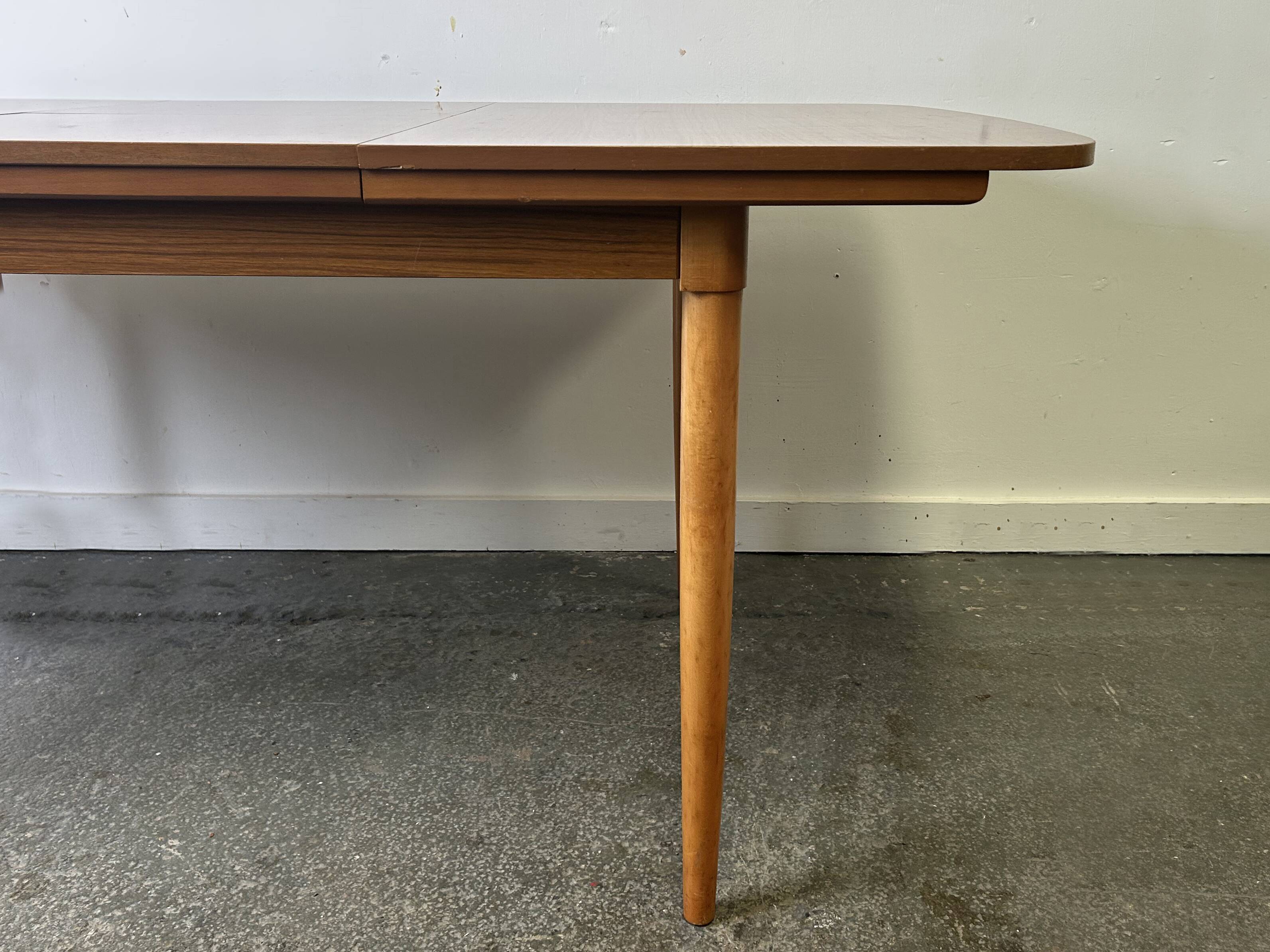 Schreiber Mid Century Extending Formica Dining Table Beech Legs 1960s-70s