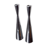 Pair of scandinavian diabolo candle holders, aluminum, sweden, 1970