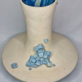 Design rocking vase in glazed ceramic with crystal decoration, 34 cm