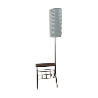 Vintage floor lamp and newspaper holder ca. 1960