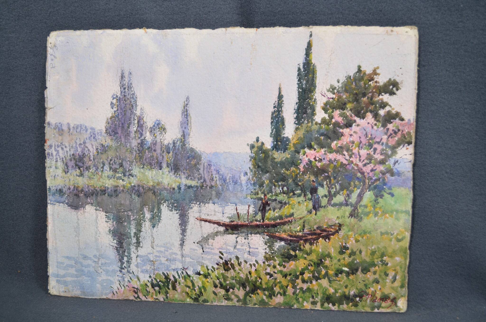 Georges Planes (1897-1977) Valley Landscape, Riverbank (double-sided)