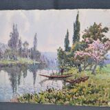 Georges Planes (1897-1977) Valley Landscape, Riverbank (double-sided)