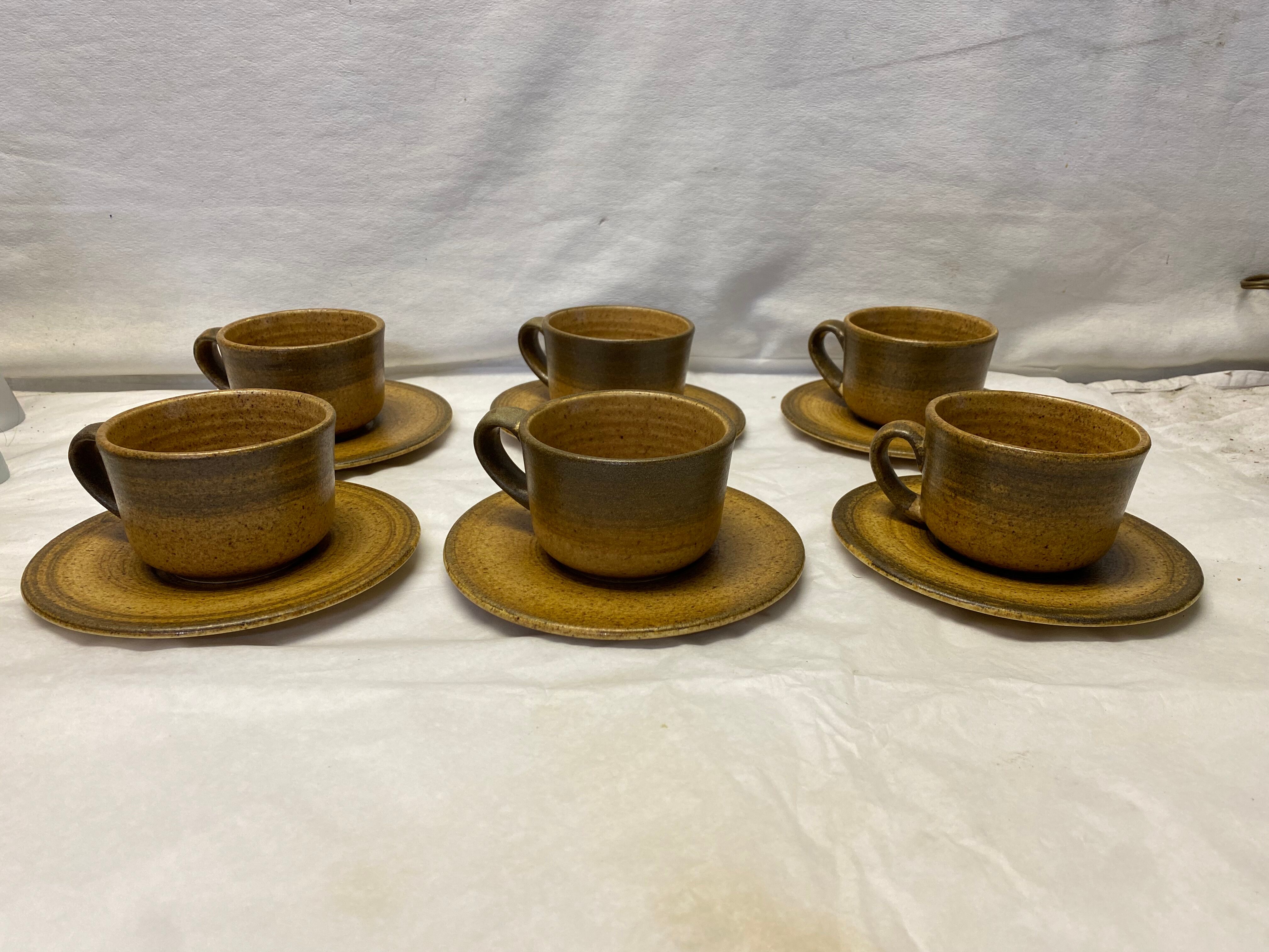 Set of 6 vintage stoneware cups