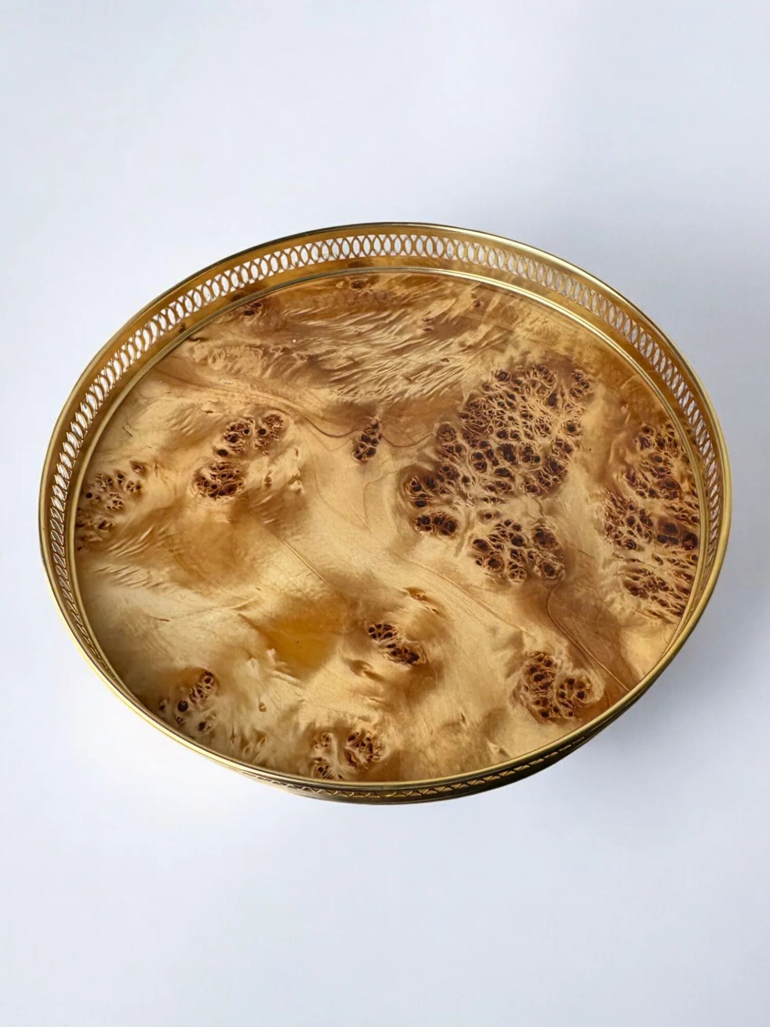 Aldo Tura style tray in Lucite burl wood, Italy, circa 1970