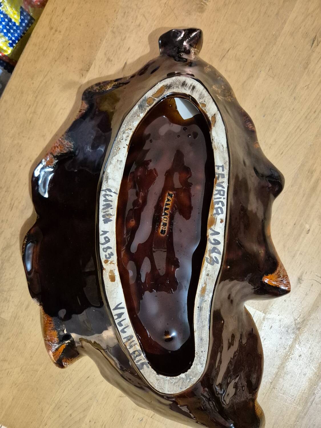 Large "Feuille" dish Vallauris Vintage 1963 - Glazed ceramic 42cm