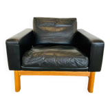 VINTAGE MID-CENTURY POUL M. VOLTHER  LEATHER AND OAK LOUNGE CHAIR 1960,s