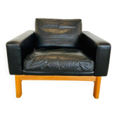 VINTAGE MID-CENTURY POUL M. VOLTHER  LEATHER AND OAK LOUNGE CHAIR 1960,s