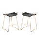 Pair of contemporary kitchen bar stools, in metal and black leather.