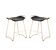 Pair of contemporary kitchen bar stools, in metal and black leather.