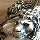 Antique Pair of Solid Silver Flambeaux Candlesticks with Unicorn Hallmark, Early X