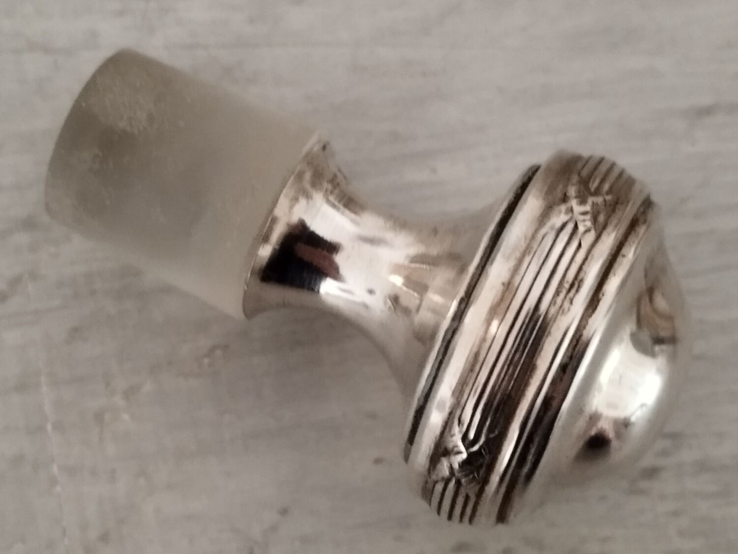 Liquor service crystal carafe glasses silver metal