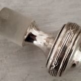 Liquor service crystal carafe glasses silver metal