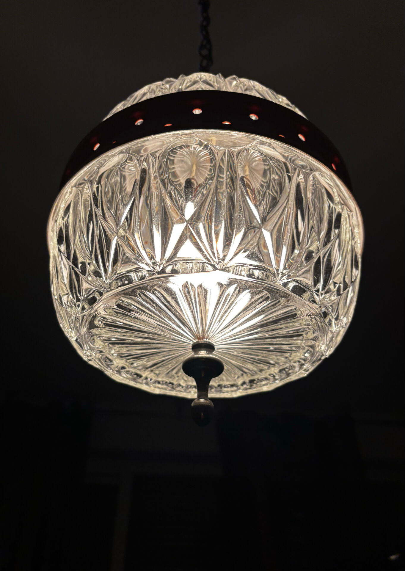 Suspension Mid Century en verre et métal