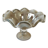 Murano Ruffled Bowl/Centerpiece, Pearly Iridescent Taupe Color. Diameter 24.5 cm