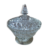 Bonbonnière sucrier en verre moulé pointes diamant