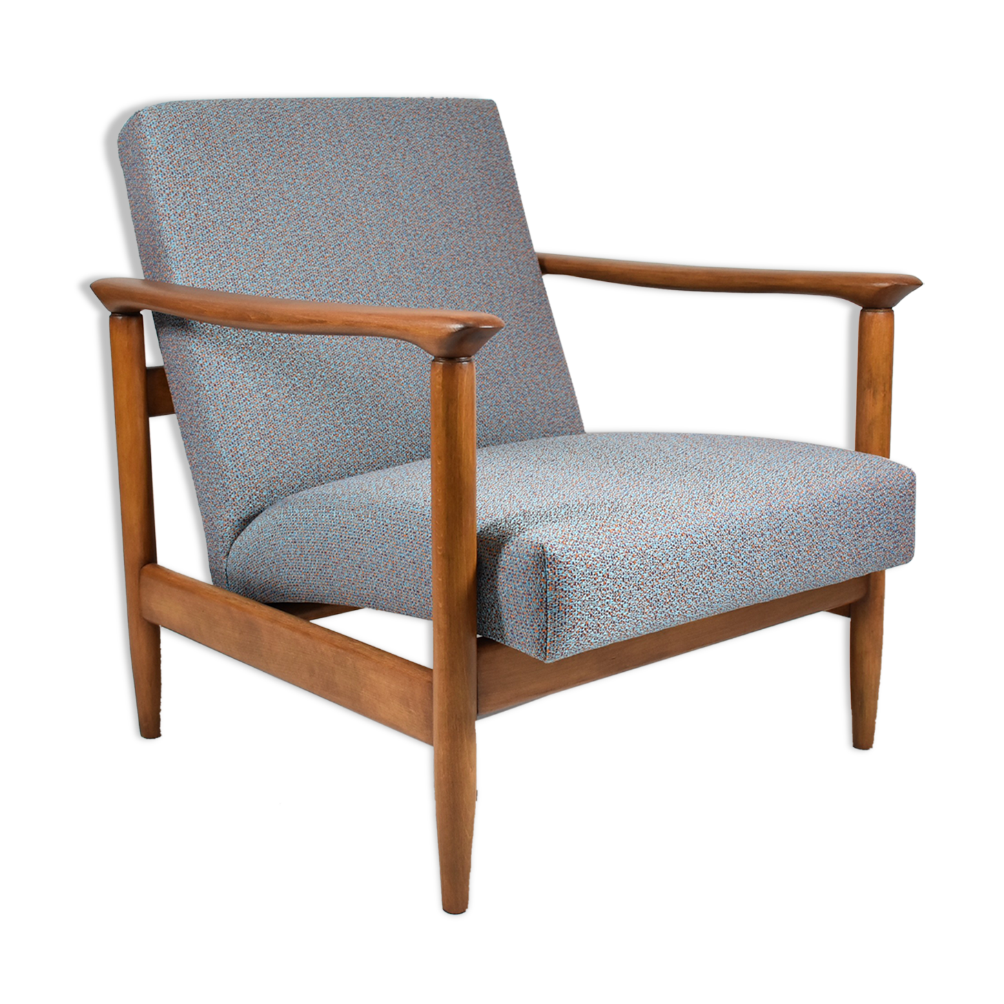 Vintage Polish armchair, model GFM-142, 1960s,  fully renovated, grey fabric