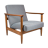 Vintage Polish armchair, model GFM-142, 1960s,  fully renovated, grey fabric