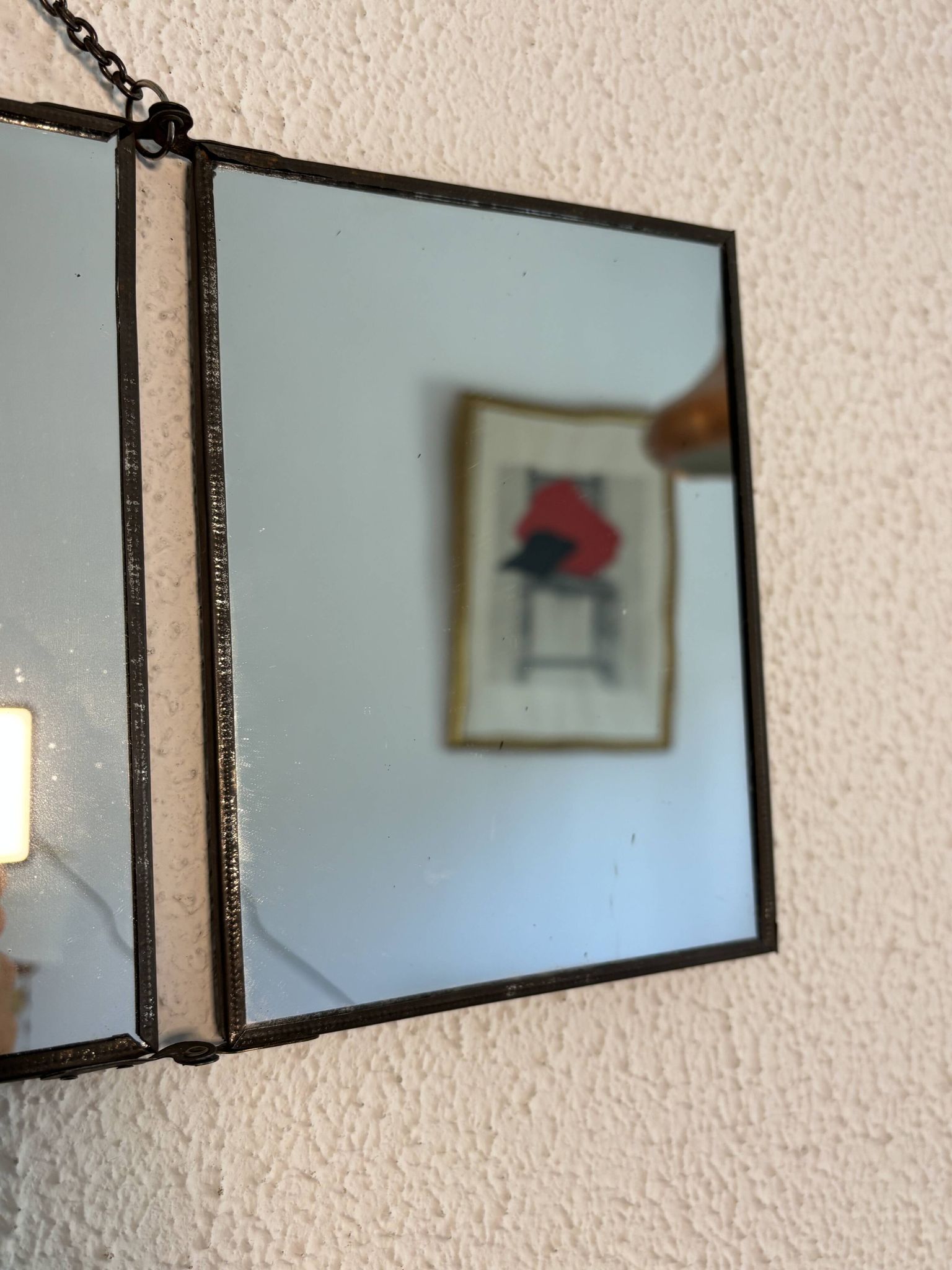 Vintage 1930 triptych mirror barber hairdresser young dancer woman - 19 x