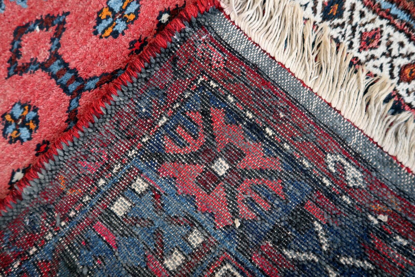 Antique Persian Handmade Hamadan Runner Rug, 3.4' x 7.7' (106cm x 237cm), 1920s